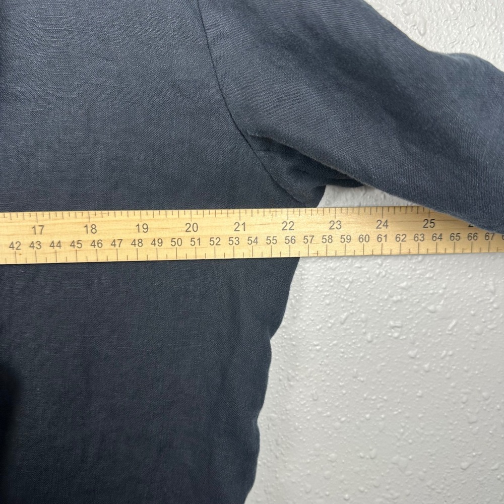 Quince Women's L 100% Linen Blazer Black Relaxed Fit Single Breasted Minimalist - Picture 5 of 6